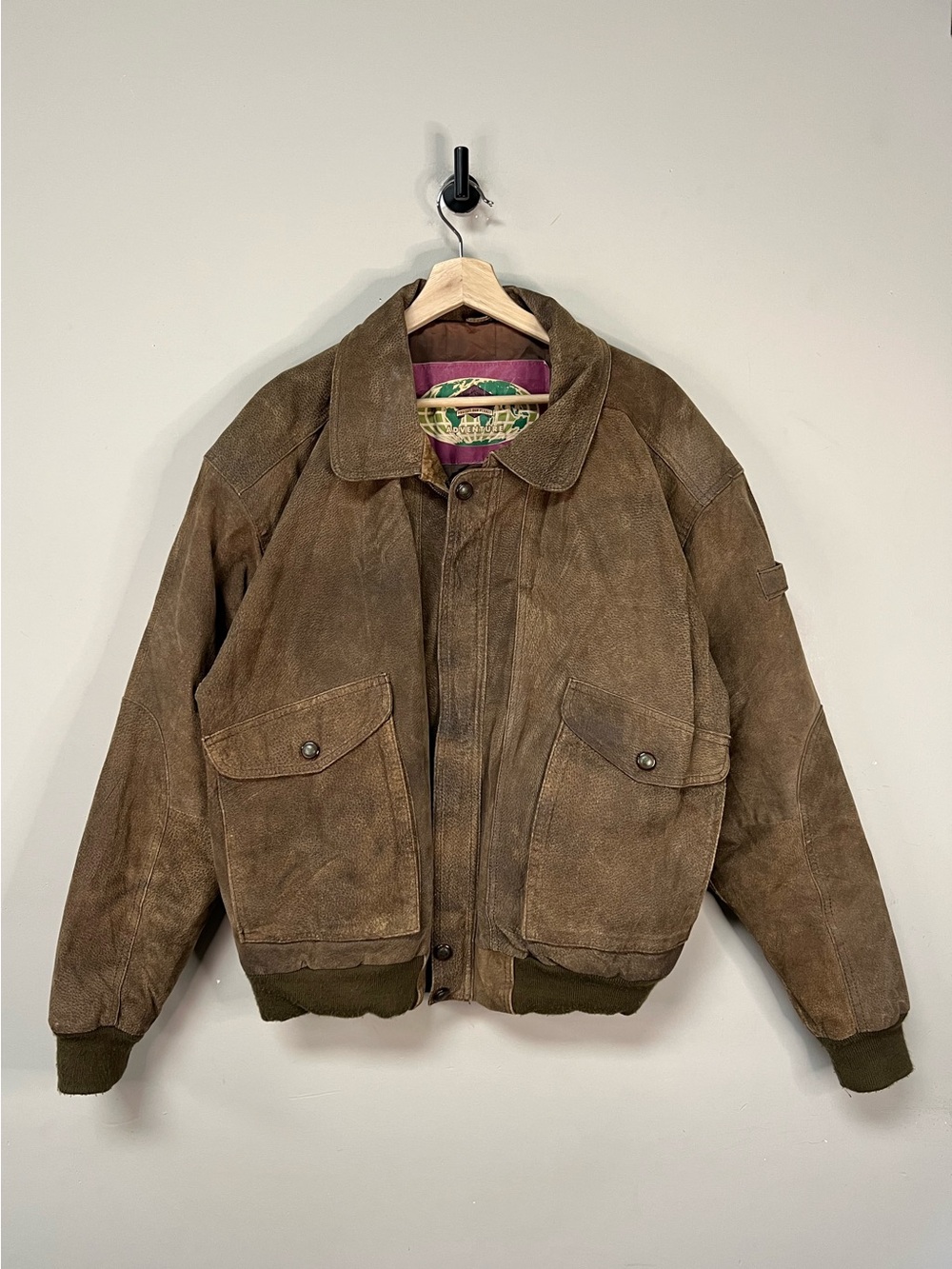 Vtg 90s Leather Flight Jacket